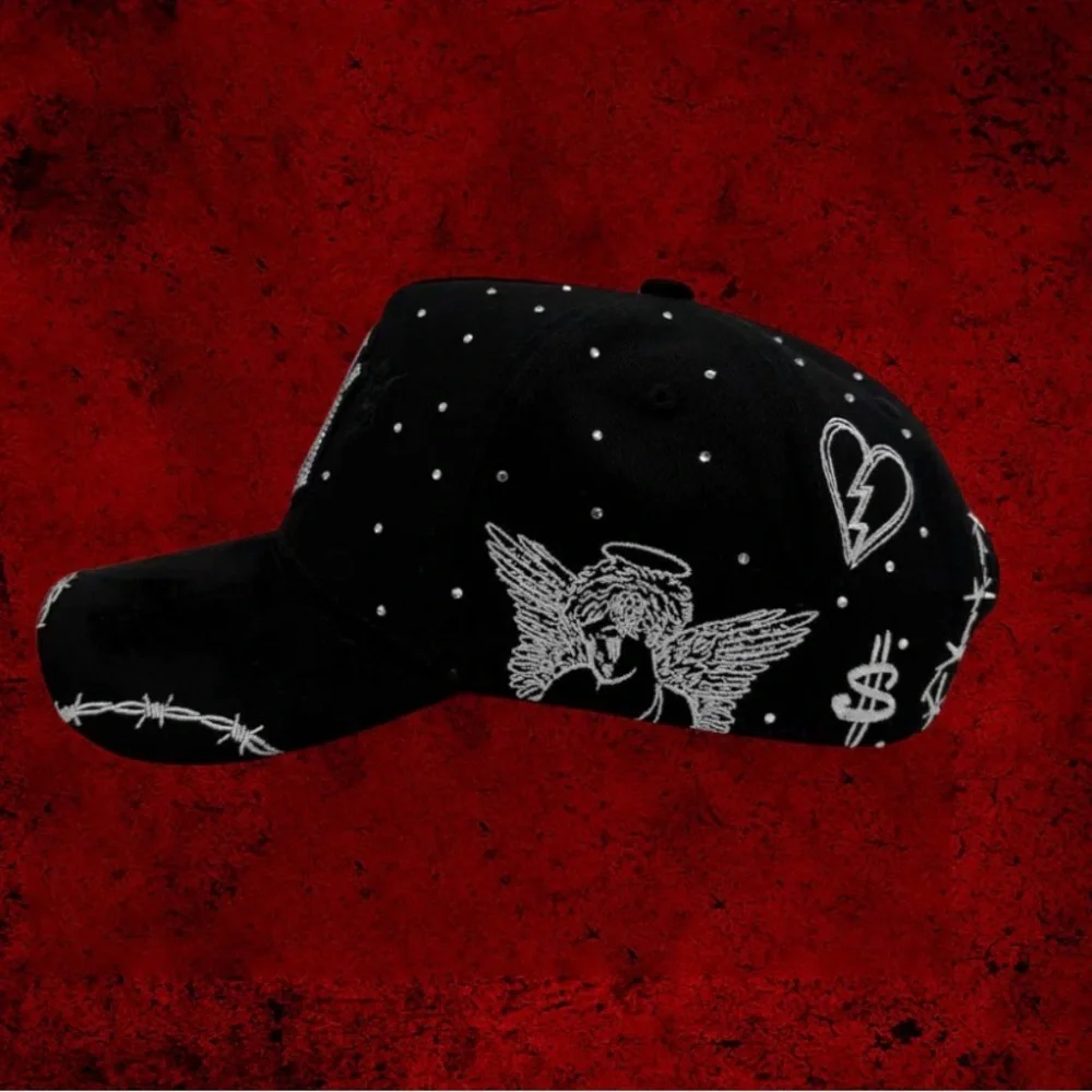 Black Embellished NY Cap - Picture 2 of 6